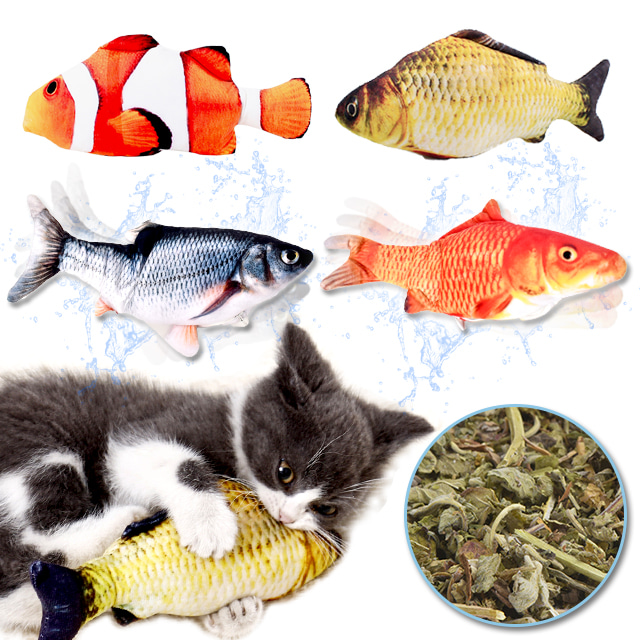 모아 고양이장난감 물고기 인형 캣닢 생선 쿠션 고양이 고등어 사냥놀이 캣잎 장난감 선물