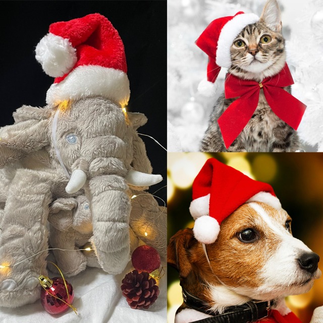 산타모자 강아지 고양이 애견 크리스마스 털모자 크리스마스소품 코스튬 겨울