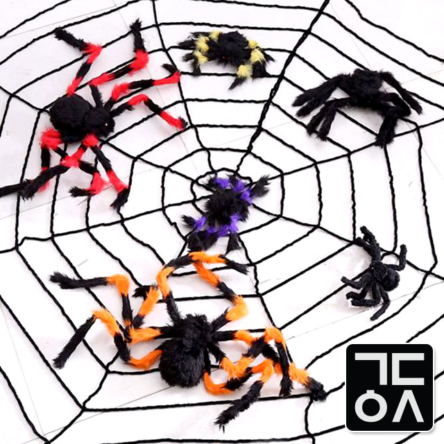간단 할로윈 거미 장식 인형 포토존 파티 데코 용품 대형 거미줄 홈파티 모형 캠핑 꾸미기