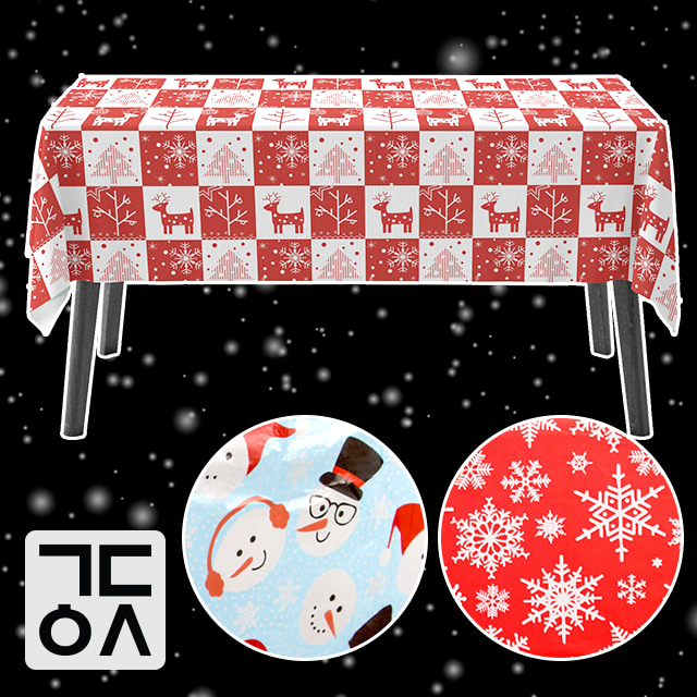 간단 크리스마스 테이블보 식탁보 방수 테이블 식탁 커버 행사용 파티 6인 4인 2인 캠핑